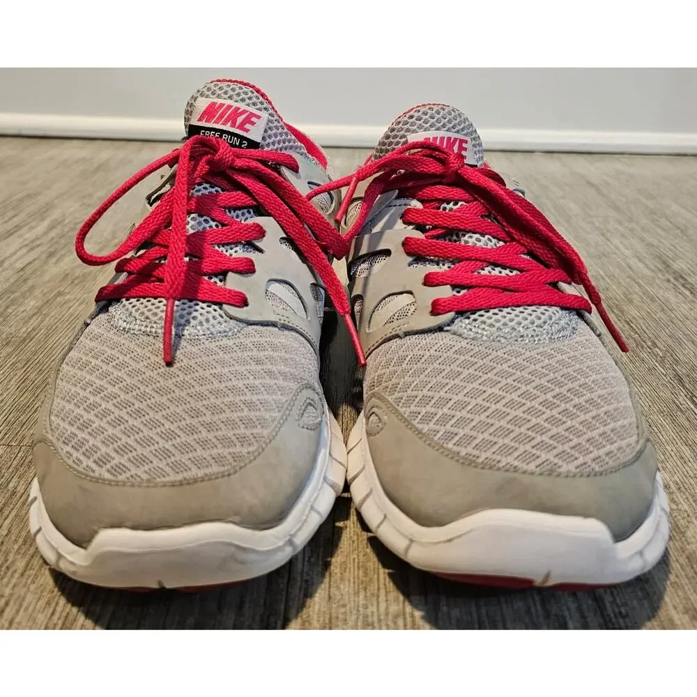 Nike Free Run+ 2 Women's Size 8 Grey Red Running Shoes 443816-026